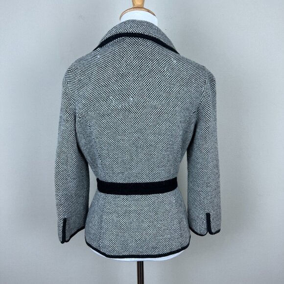 Classiques Entier Cardigan Sweater Jacket Womens Small Black White Belted Office - Picture 6 of 16